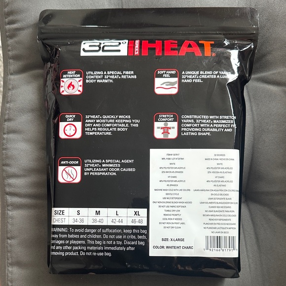 32 Degrees Men’s Long Sleeve Crew Neck 2-Pack - White & Heather Charcoal - Picture 2 of 7